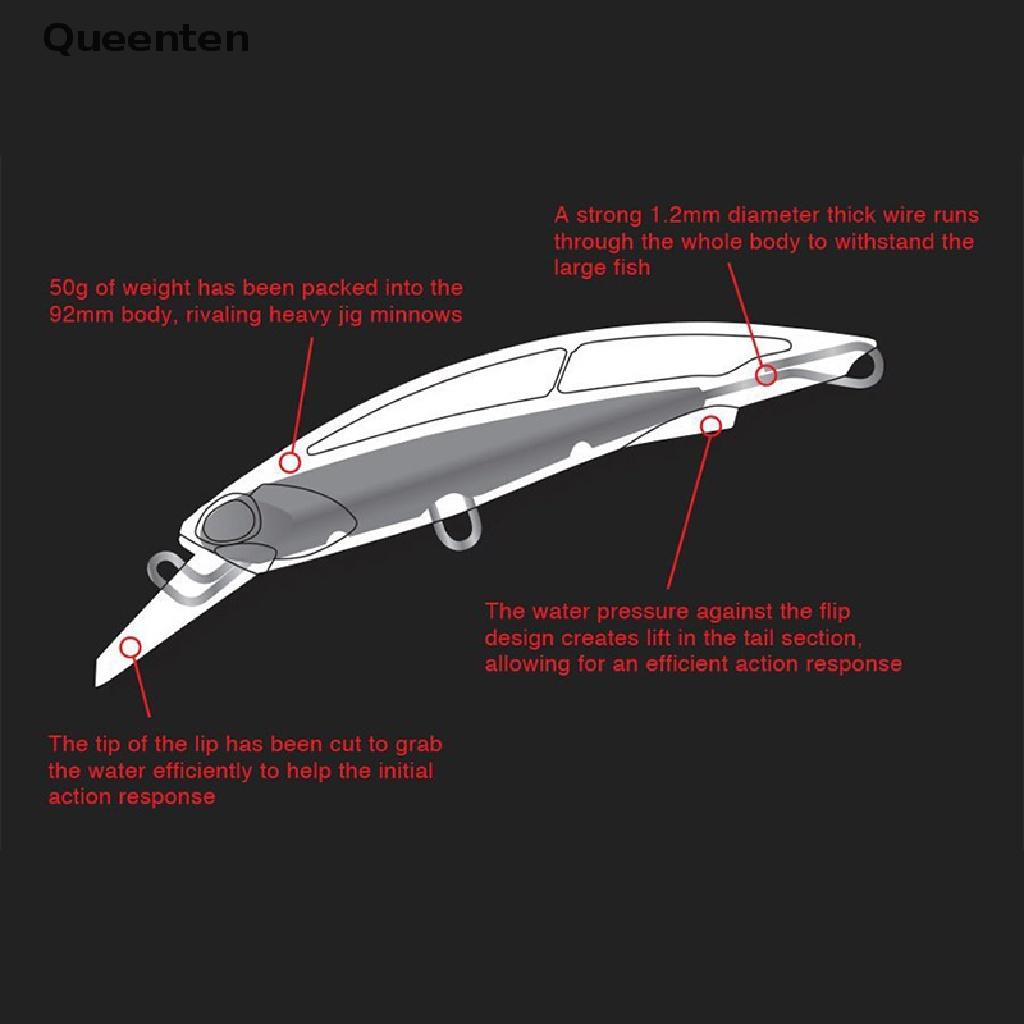 Queenten Minnow 90mm 40g fishing lures swimbait crankbait Sink bass deep diving lure bait QT