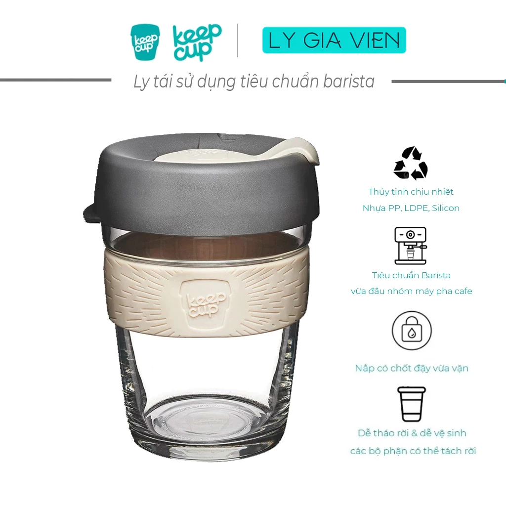 Ly Thủy Tinh KeepCup Brew 12oz (355ml) Xuất Xứ Úc - Hoàn hảo cho cà phê espresso, macchiato hoặc piccolo