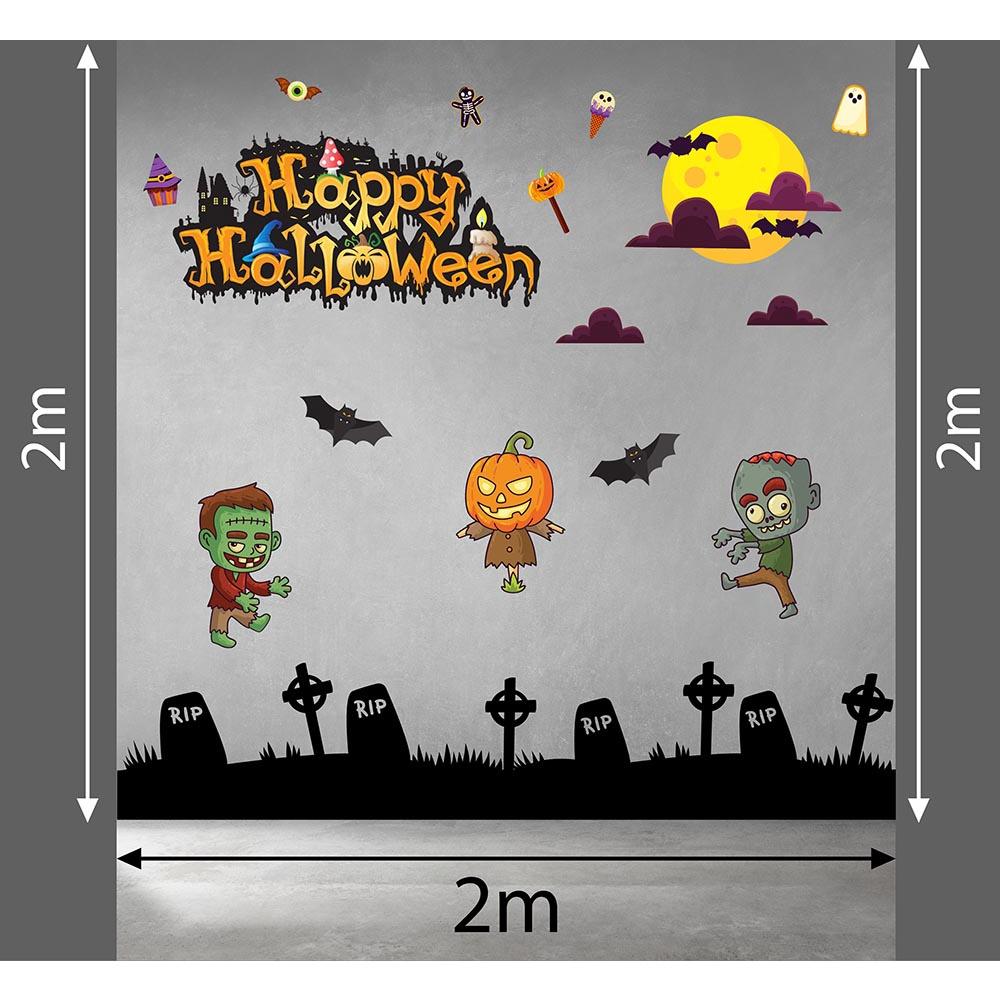 DECAL TRANG TRÍ HALLOWEEN 2021 COMBO ZOMBIE VÀ BIA MỘ