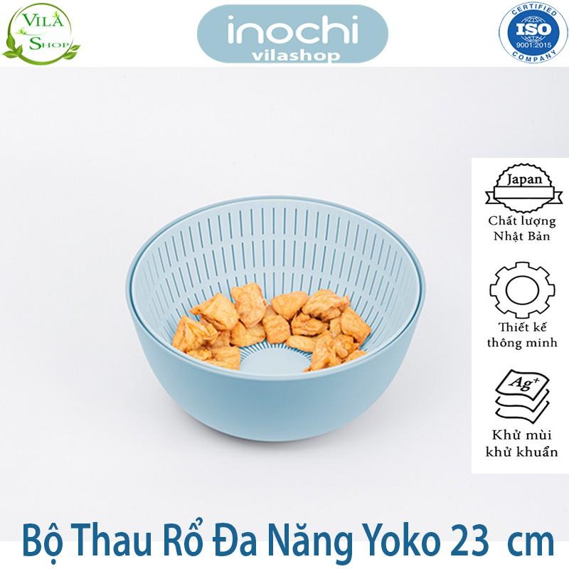 Thau Rổ Nhựa, Bộ Thau Rổ ĐA NĂNG Yoko 23cm, Chính Hãng Inochi, Nhựa PP Nguyên Sinh - Kháng Khẩu - Khử Mùi