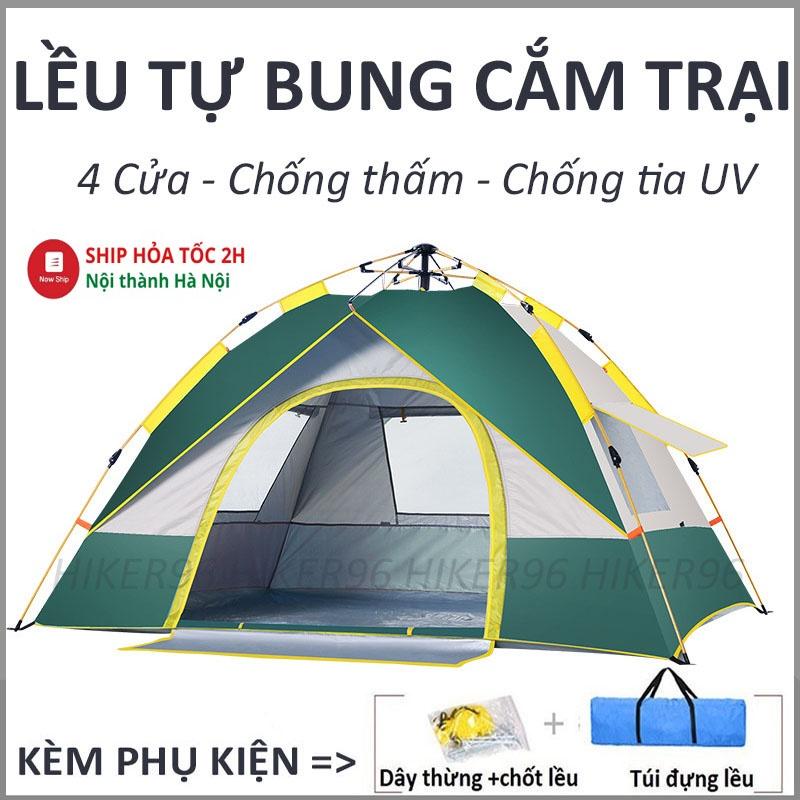 Lều Cắm Trại Du Lịch Dã Ngoại, Lều Phượt Tự Bung 4 đến 6 người 4 cửa Chống Thấm Nước Chống Muỗi Gấp Gọn