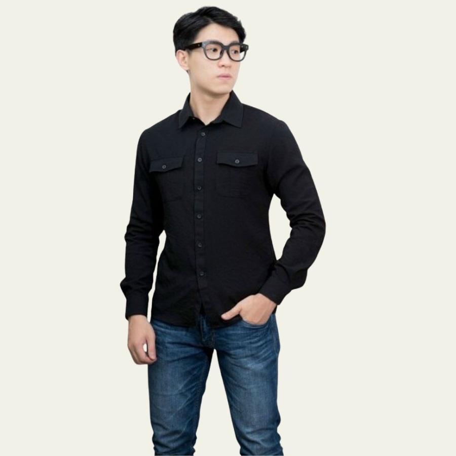 Áo sơ mi đũi nam dài tay LUZADO áo đũi nam cao cấp hàng hiệu - Áo nam vải đũi PHỐI 2 TÚI NGỰC CÁ TÍNH-LÊN FORM SIÊU ĐẸP