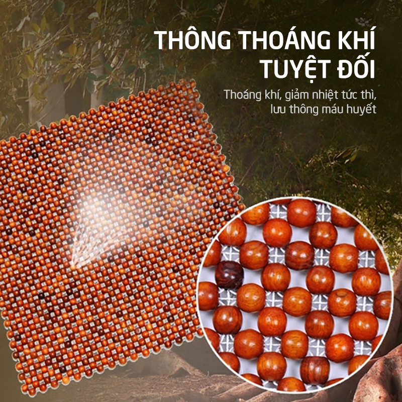 Tấm, miếng lót massage ghế xe ô tô,xe hơi, ghế văn phòng hạt gỗ tròn hương cao cấp 45x45 tạo cảm giác thoải mái khi ngồi chống mệt mỏi-DL01