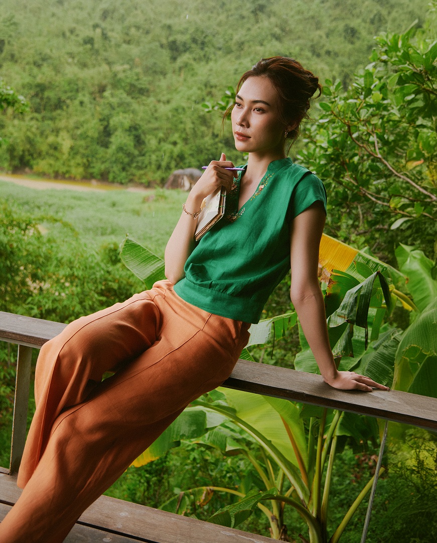 Áo Bo Tay Liền Linen Thêu Tay TOP218 thời trang thiết kế Hity