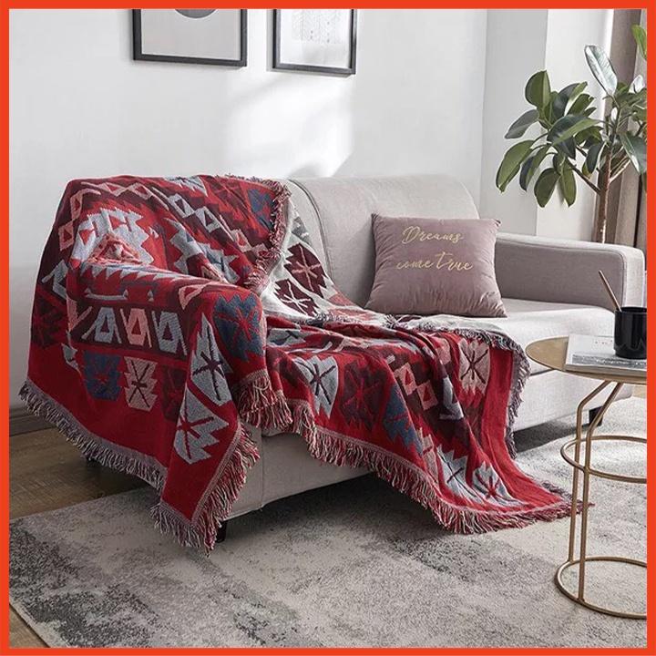 Thảm thổ cẩm vintage phong cách Bắc Âu trang trí nhà thêm sinh động 90x180cm