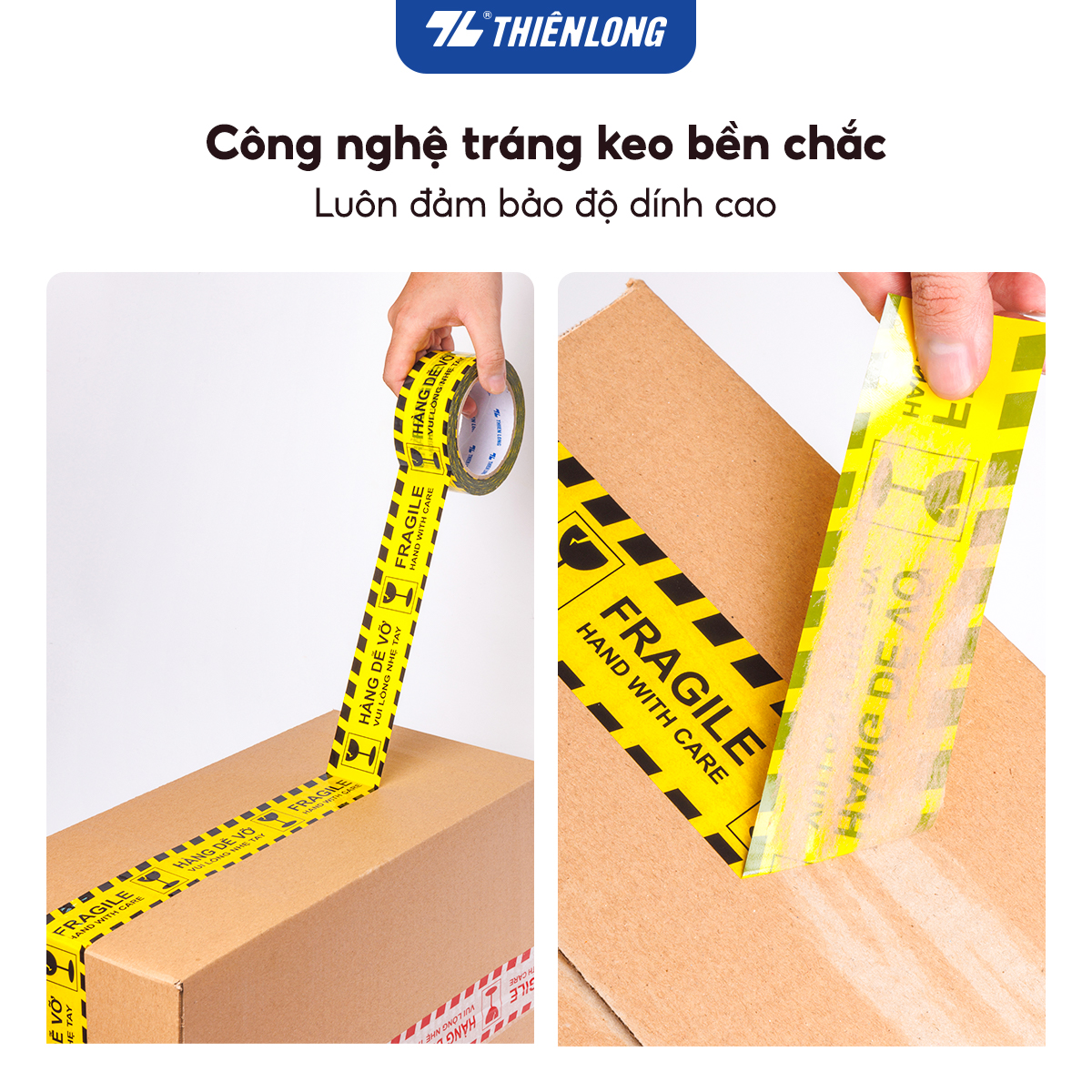 Băng keo đục hàng dễ vỡ Fragile Handle With Care Thiên Long BKD-002 - 80m