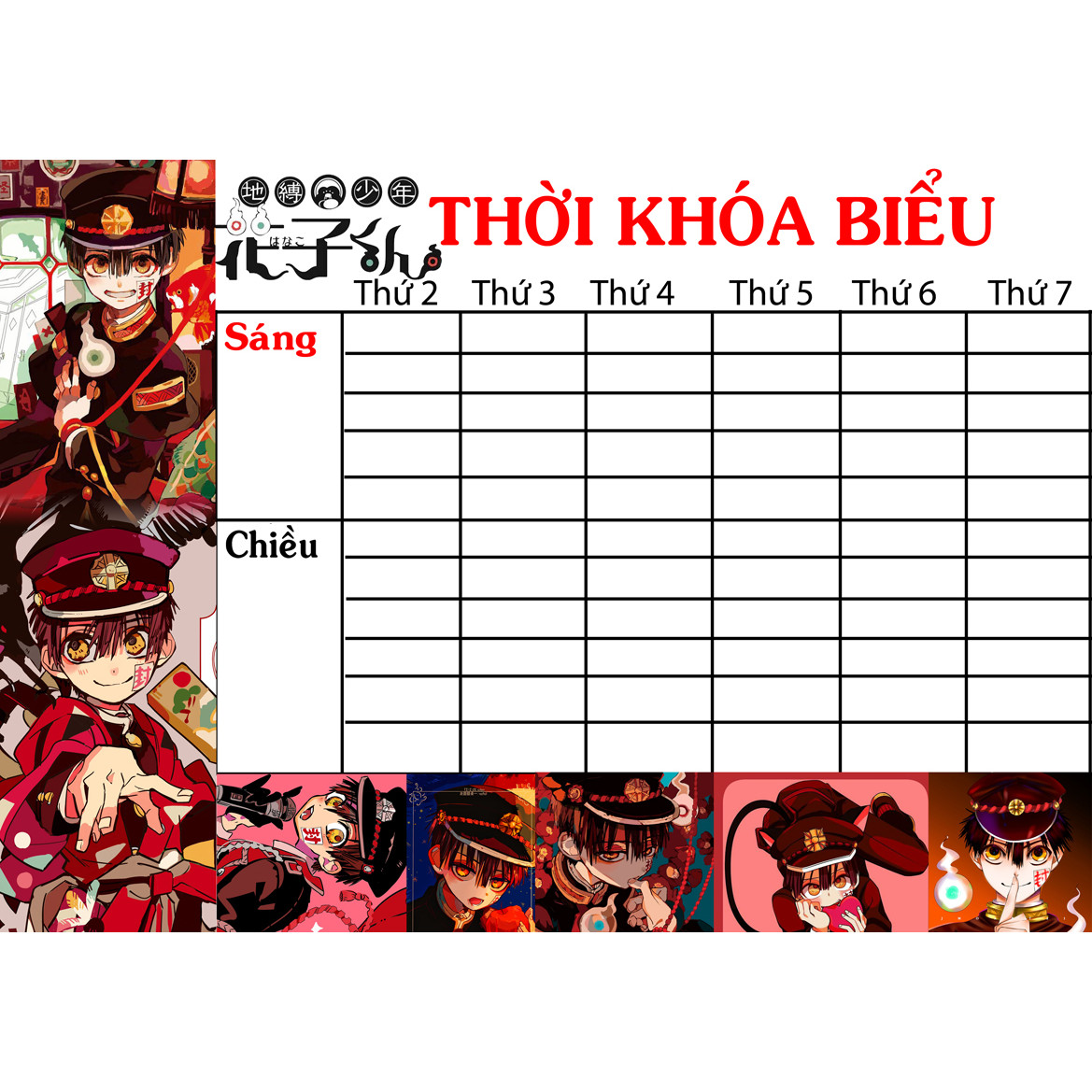 COMBO 2 THỜI KHOÁ BIỂU Jibaku Shounen Hanako-kun nhiều mẫu 15x21cm