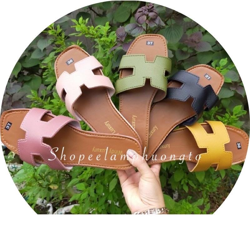 Dép chữ H đế NÂU quai nhiều màu