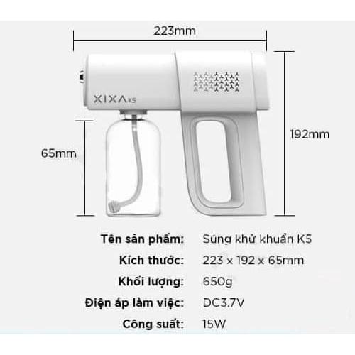 Súng cầm tay phun sương khử khuẩn Nano K5 Pro