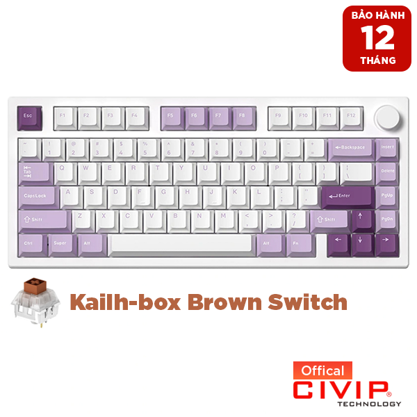 Bàn phím cơ GP75 Taro Purple, Kailh Box - Hàng Chính Hãng