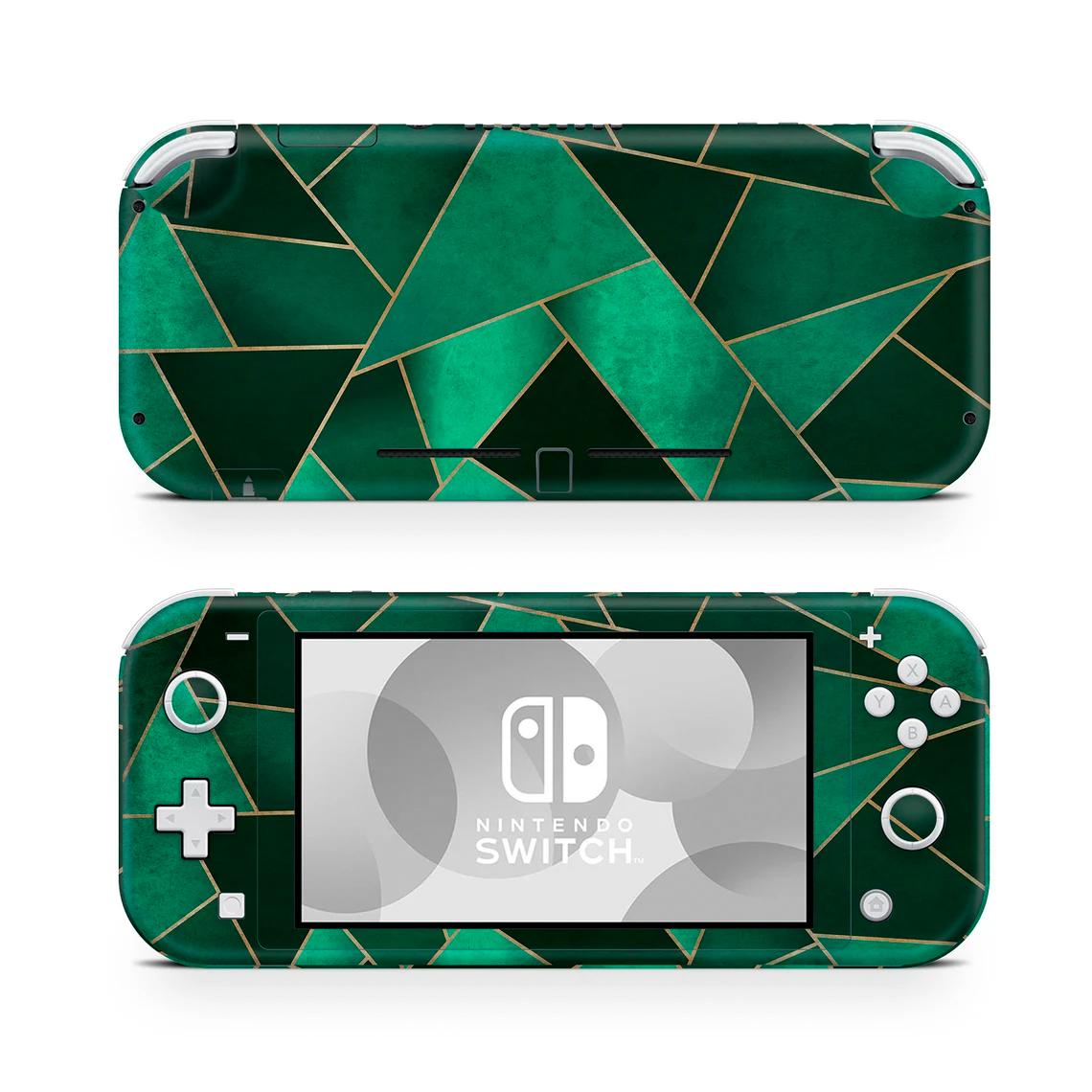 Skin decal dán Nintendo Switch Lite mẫu vân đá xanh xếp chéo (dễ dán, đã cắt sẵn)