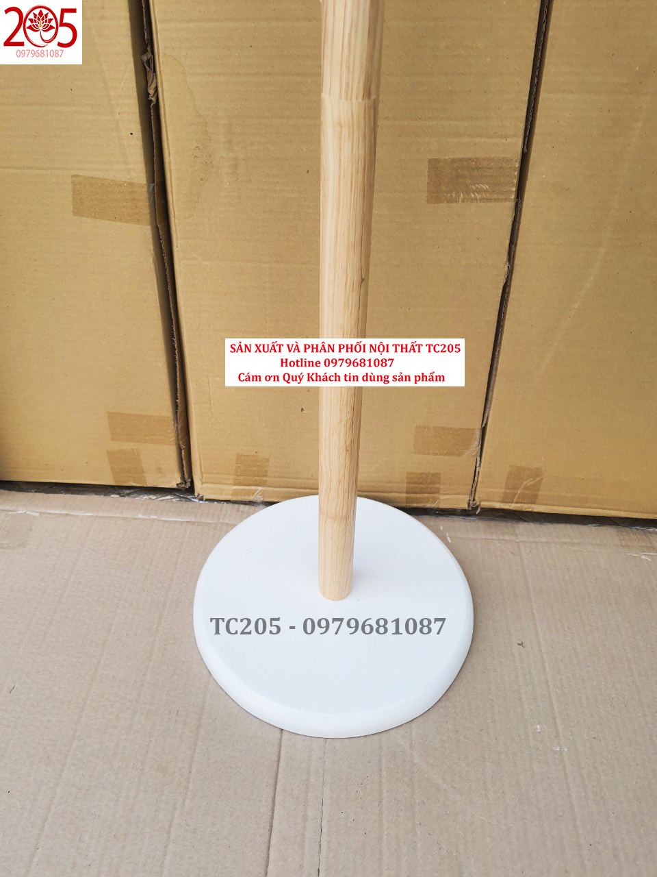 TC205 - CÂY TREO QUẦN ÁO MÂM TRÒN TRẮNG GỖ CAO SU 8 NHÁNH - NỘI THẤT TC205 - PHÂN PHỐI SỈ 0979681087