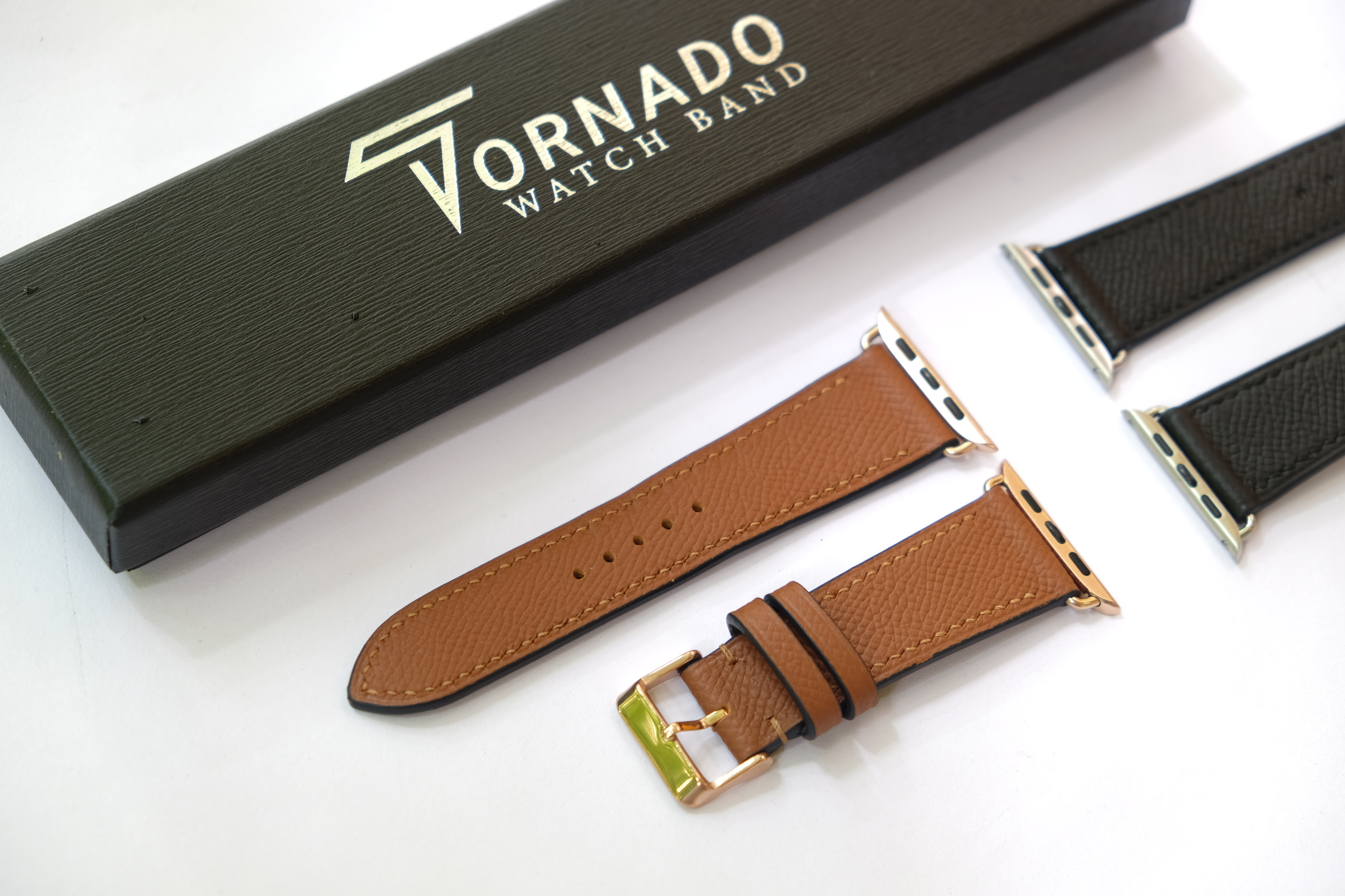 Dây da thật cao cấp NHẬP KHẨU cho đồng hồ Apple watch Handmade Tornado - Màu Nâu