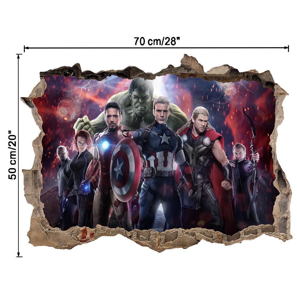 Decal Tranh Dán Tường Siêu Anh Hùng Marvel - Decal 3D Avengers mẫu số 5 AmyShop (50 x 70 cm)