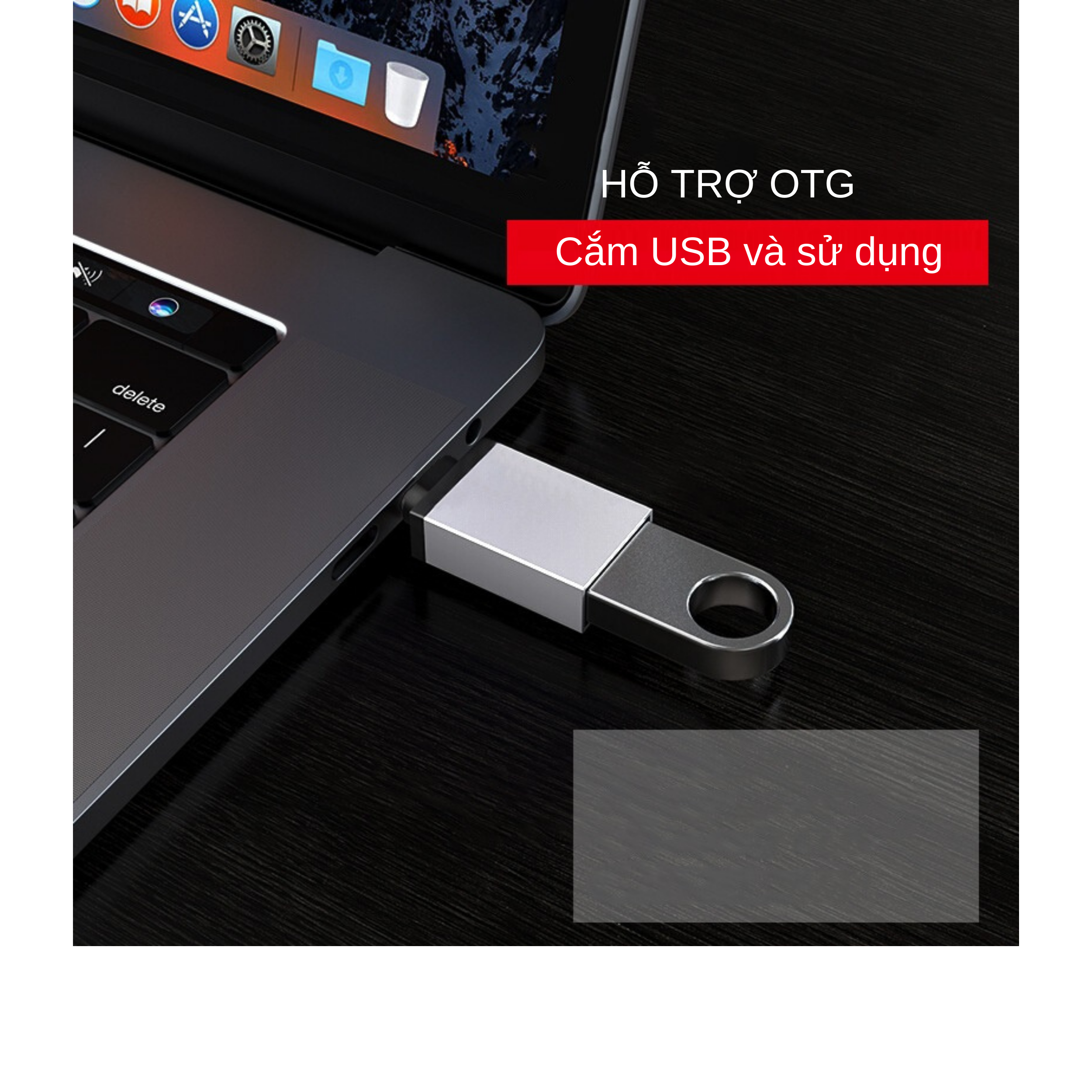 Đầu Chuyển Đổi Type-C sang USB 3.0 cho Điện Thoại/Máy Tính Để Kết Nối Chuột Bàn Phím, Tay Cầm Có Nút Báo Đã Nhận