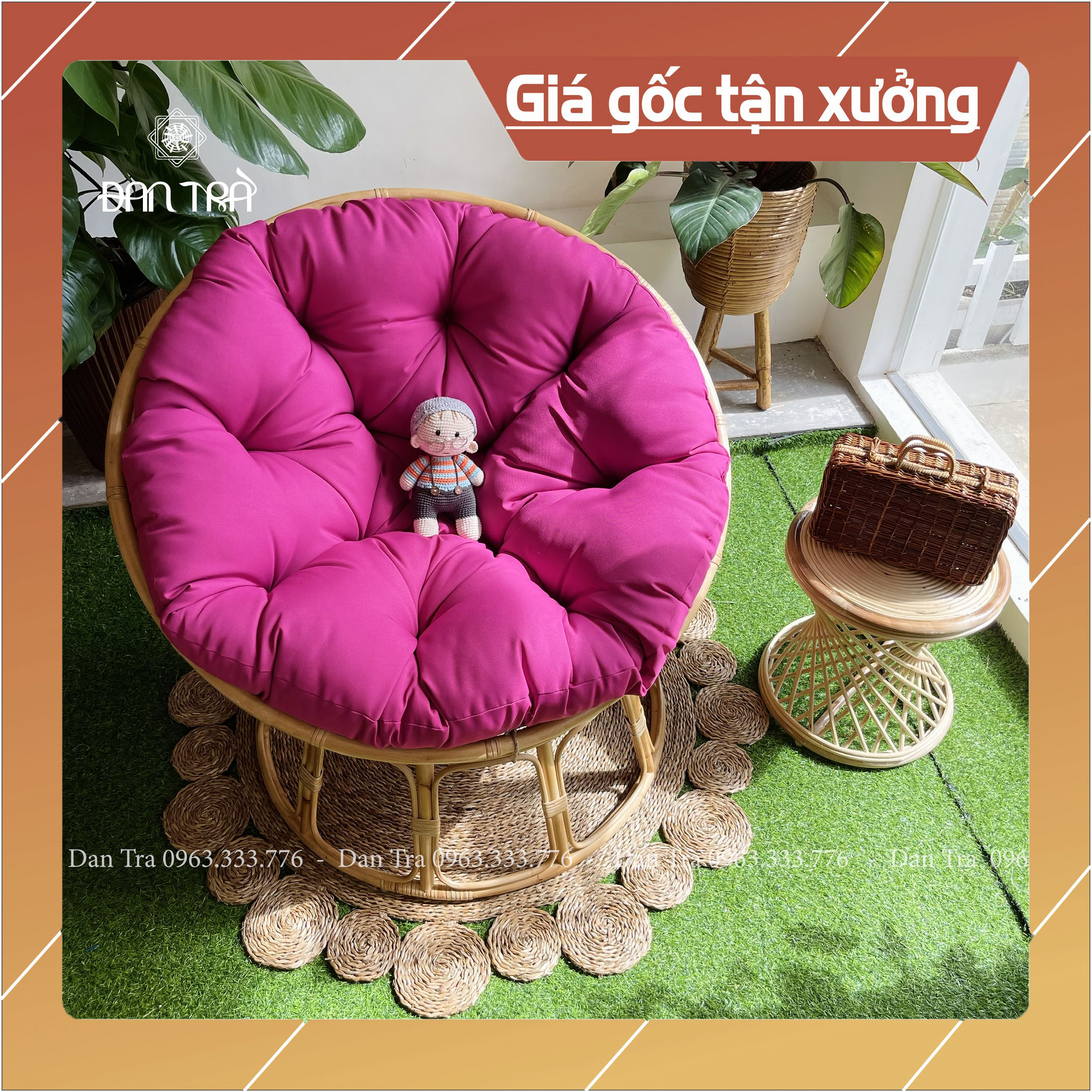 [RẺ VÔ ĐỊCH] Ghế Mây PAPASAN Truyền Thống 1M - Nội Thất Mây Tre