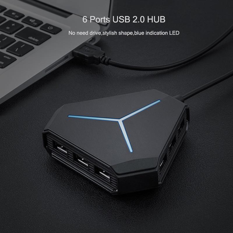 Bộ Chia 6 Cổng Usb 2.0 Hub TF Sd Tốc Độ Cao 6 Trong 1 Tích Hợp Đầu Đọc Thẻ Nhớ Micro Eaphone Cho Máy Tính