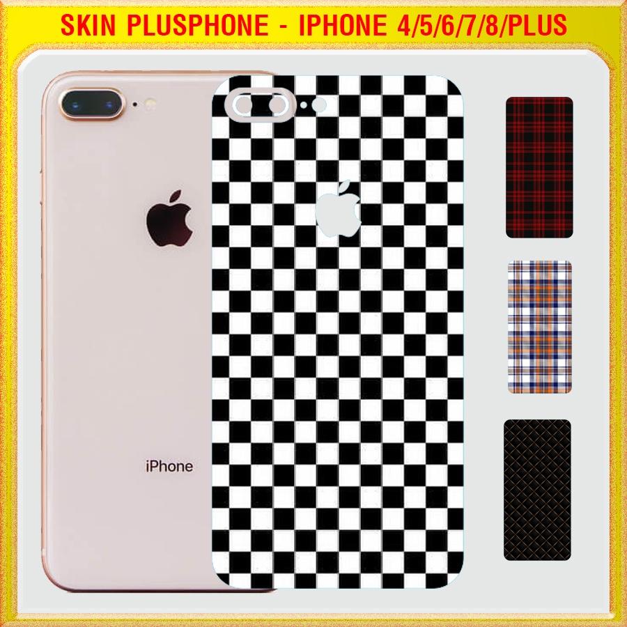 Dán Skin mặt sau cho iPhone 4, 4s, 5, 5c, 5s, 5 SE, 6, 6s, 6 Plus, 7, 7 Plus, 8, 8 Plus in hình caro