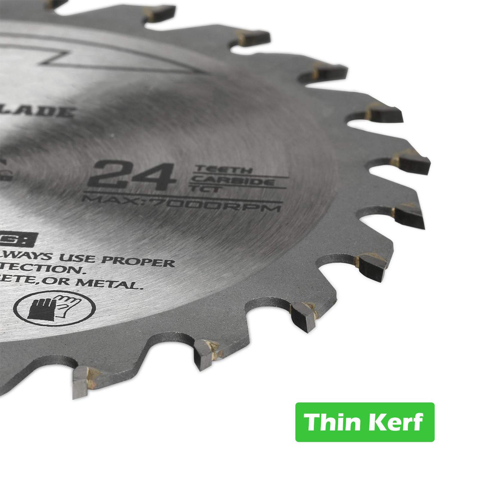 Circular Saw Blade 7-1/4'' 24 Tooth Tungsten Carbide Tipped Circular Wood Cutting Saw Blade with 20mm Arbor for Wood Cutting Max Speed 7000RPM Anti-clockwise Cutting Direction EU