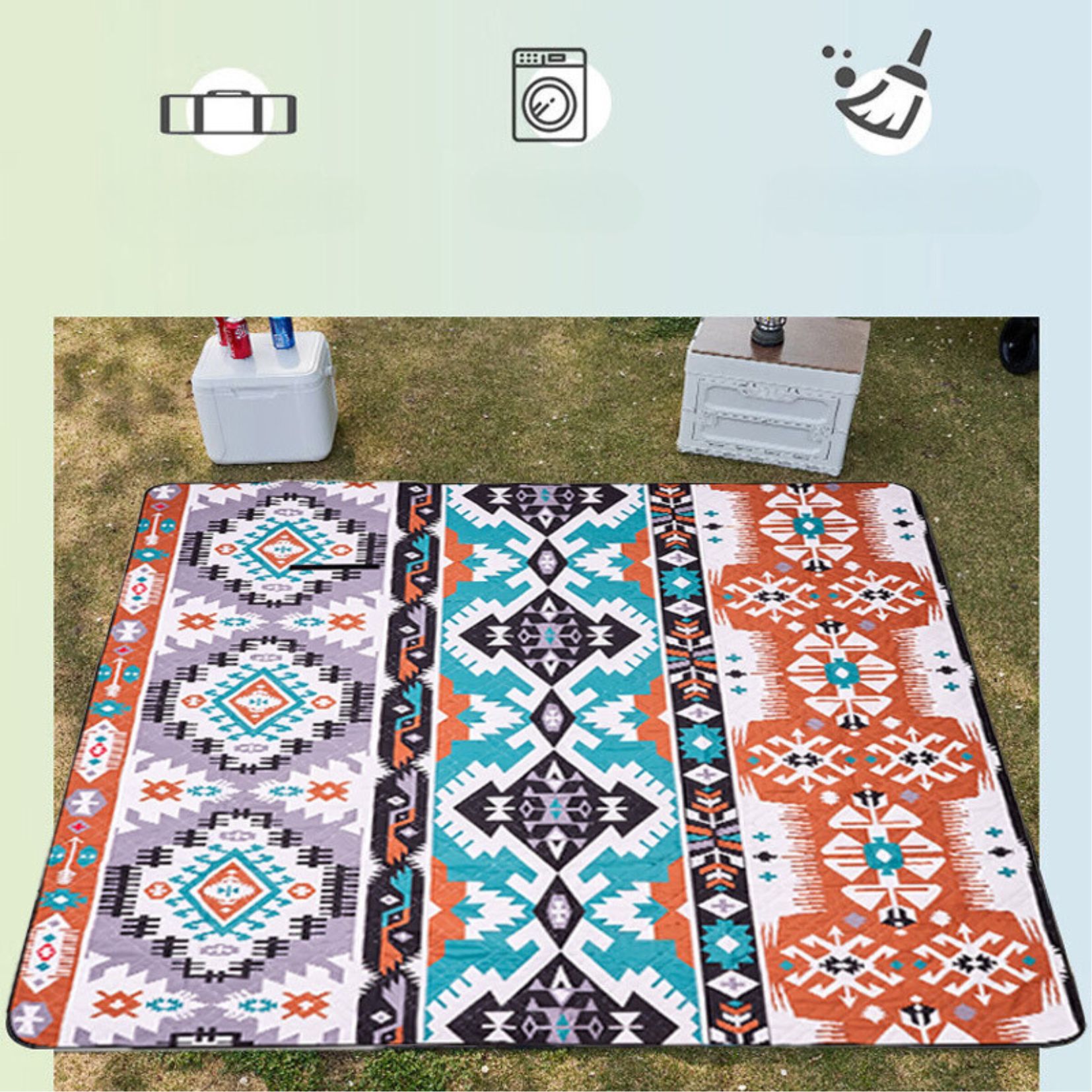 Thảm Picnic Dã Ngoại Suncojia, chống ẩm, họa tiết hoa văn thích hợp đi du lịch, phượt, 2×2m