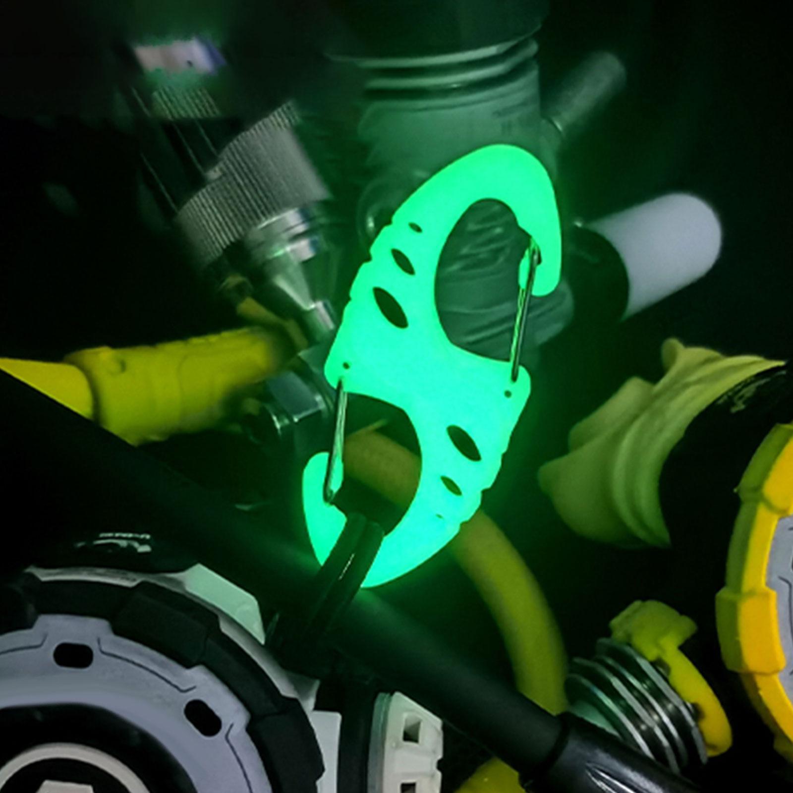 Luminous Diving Carabiner Clip Glowing Carabiner Hook Scuba Diving Hook Diving Buckle Double Ended Snap Hooks for Key Chain