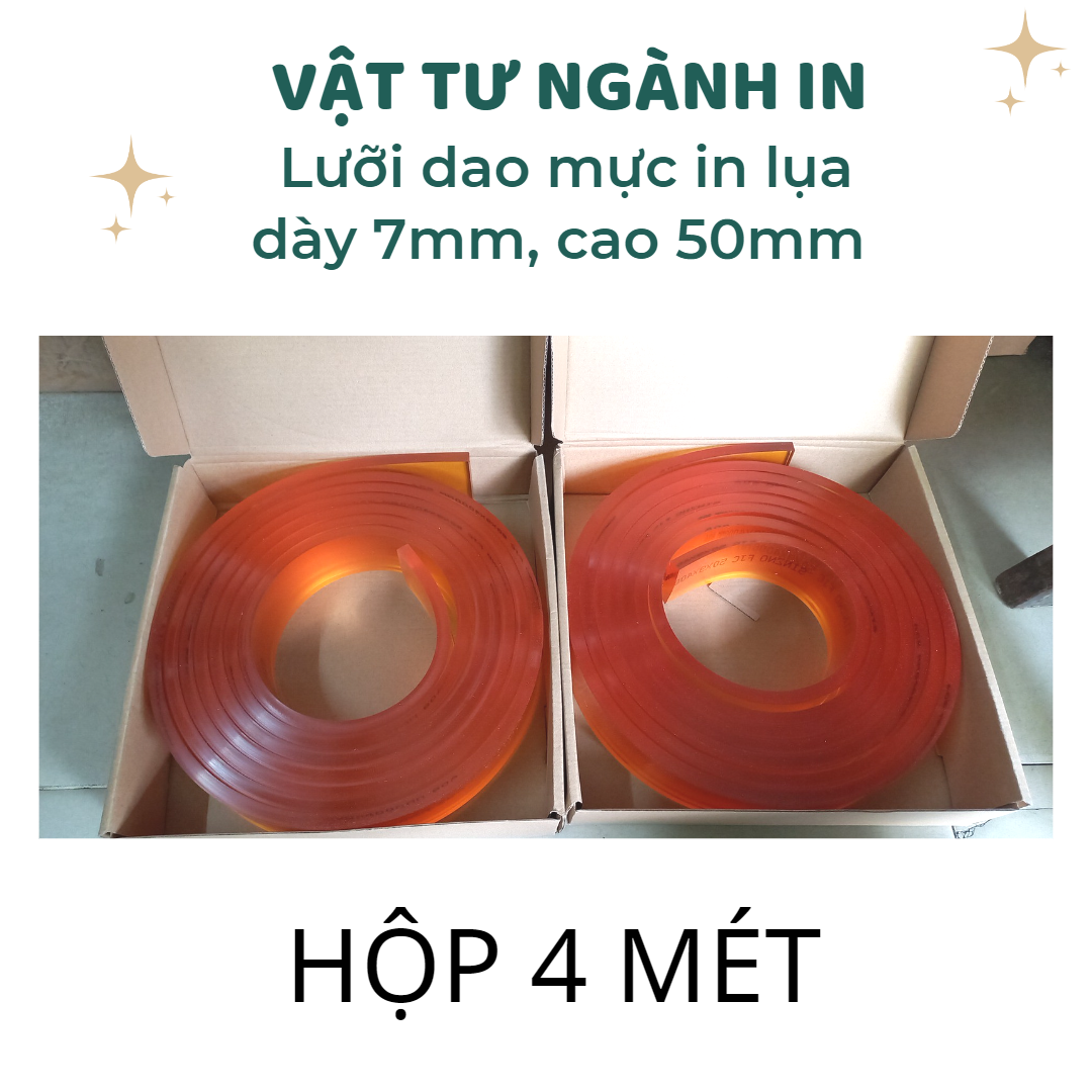 1 hộp 4 mét lưỡi dao gạt mực in lụa độ dày 7mm, cao 50mm