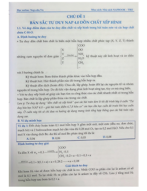 Sách Tư Duy Hóa Học Nap 4.0 Giải Bài Toán Điểm 8910 ( Hữu Cơ)