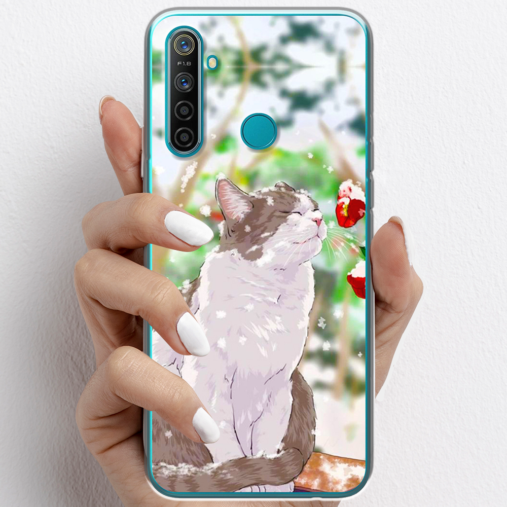 Ốp lưng cho Realme 5 Pro nhựa TPU mẫu Mèo trắng