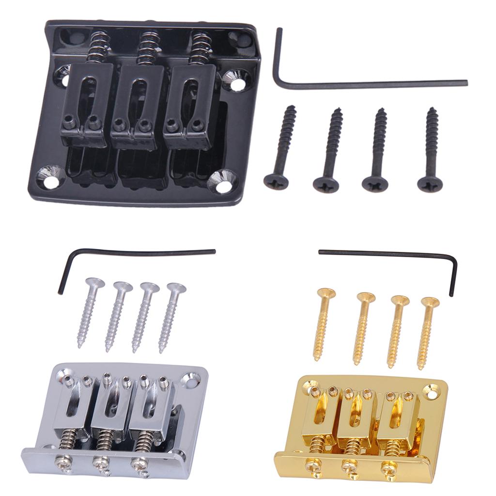 Guitar Bridge with Wrench Screw Set for 3 String Electric Guitar