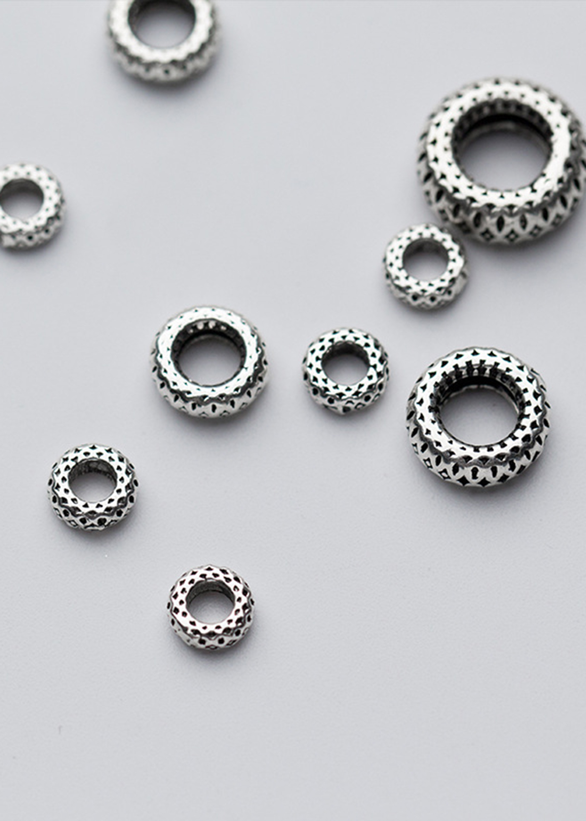 Combo charm bạc chặn hạt họa tiết hoa văn - Ngọc Qúy Gemstones