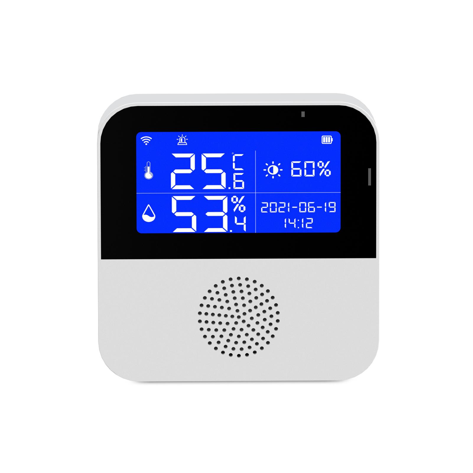 Wi-Fi Temperature Humidity Meter Indoor Hygrometer Temperature Sensor Alarm APP Control 2.9-inch LCD Backlight Display ℃ / ℉ with Time Date for Home