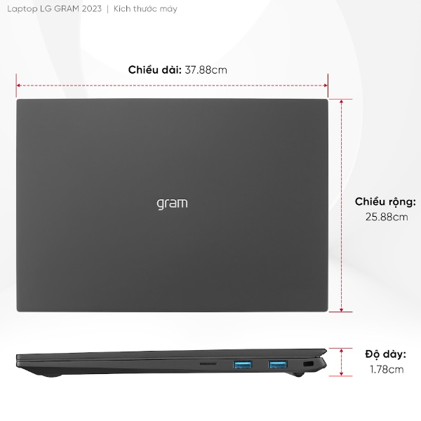 Laptop LG Gram 2023 17Z90R-G.AH78A5 (i7-1360P | 16GB | 1TB | 17') Hàng chính hãng