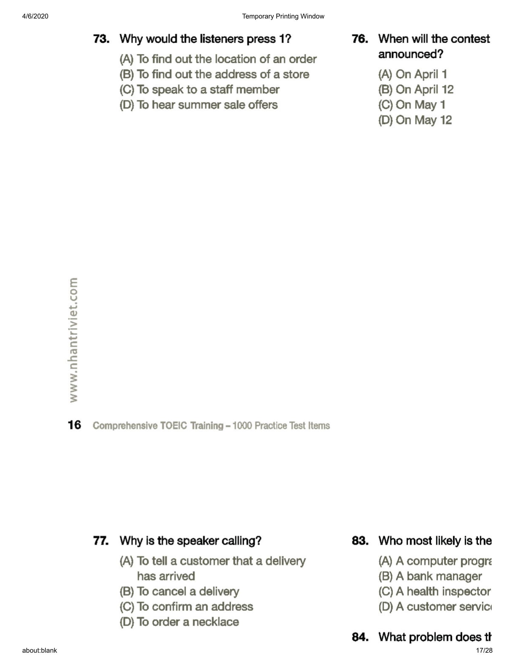 Sách Comprehensive Toeic Training 1000 Practice Test Items (Vol 2) - Kèm CD