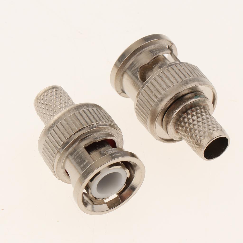 10 Pieces Professional BNC Male Crimp-On Connector, BNC Plug Crimp Adapter