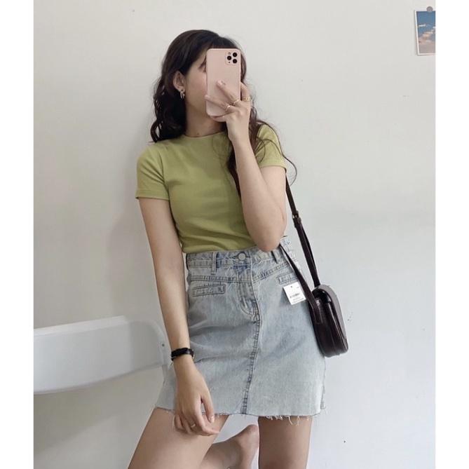 Áo phông nữ cổ tròn cộc tay vải tổ ong, áo thun nữ form rộng nhiều màu hàng đẹp chất mềm , trendy