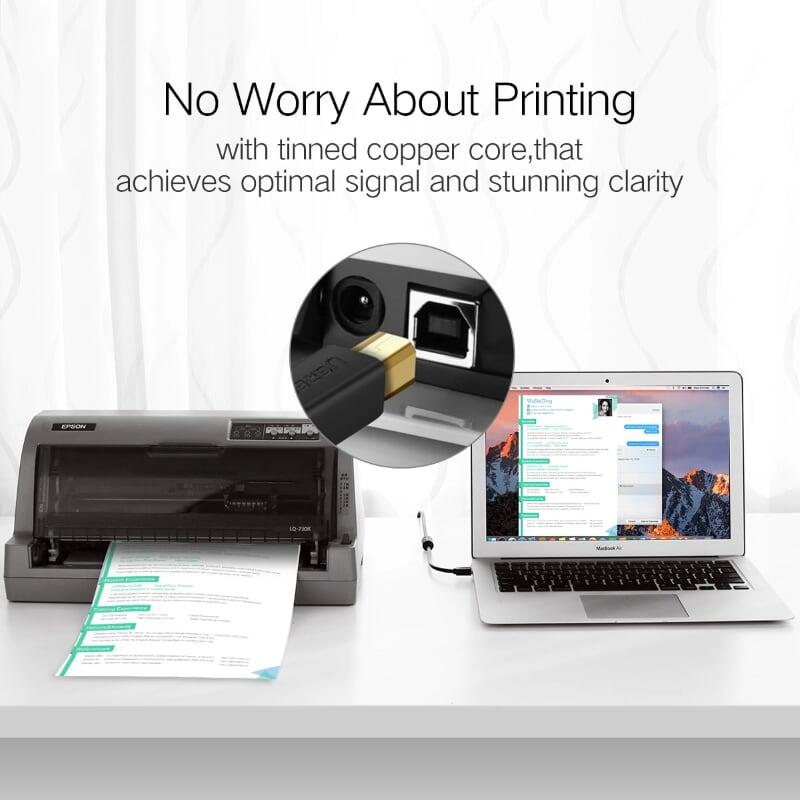 Ugreen 20847 2M màu Đen Cáp USB 2.0 sang USB B máy in đầu mạ vàng Ugreen US135 - Hàng Chính Hãng