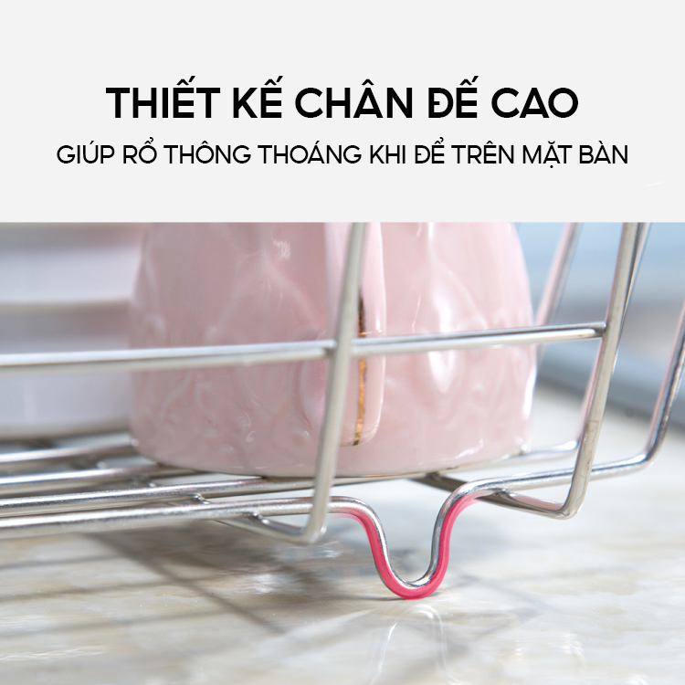 Khay Inox Gác Bồn Rửa VANDO Giá Rổ Đa Năng Co Giãn Rửa Rau, Trái Cây, Úp Chén Đĩa