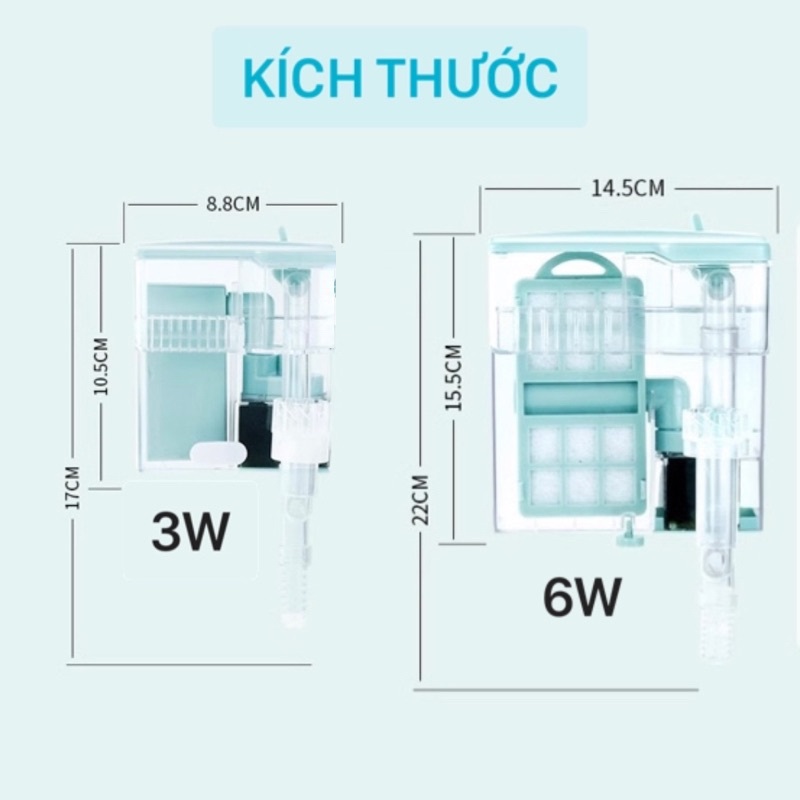 Lọc thác hồ cá có lọc váng xoay - lọc thác cho bể cá cảnh - hồ thủy sinh - Lọc treo mini hồ cá - shopleo