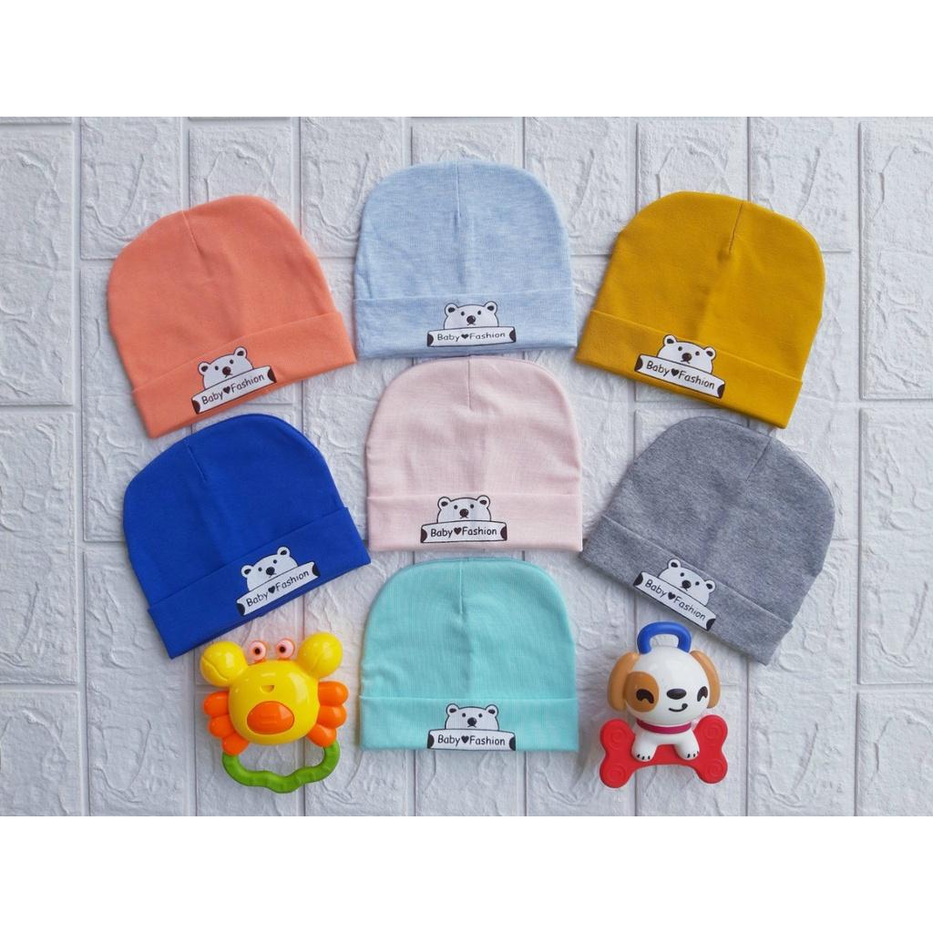 Mũ vải thun sơ sinh tròn cotton 2 lớp dùng cho bé sơ sinh 0-3 tháng