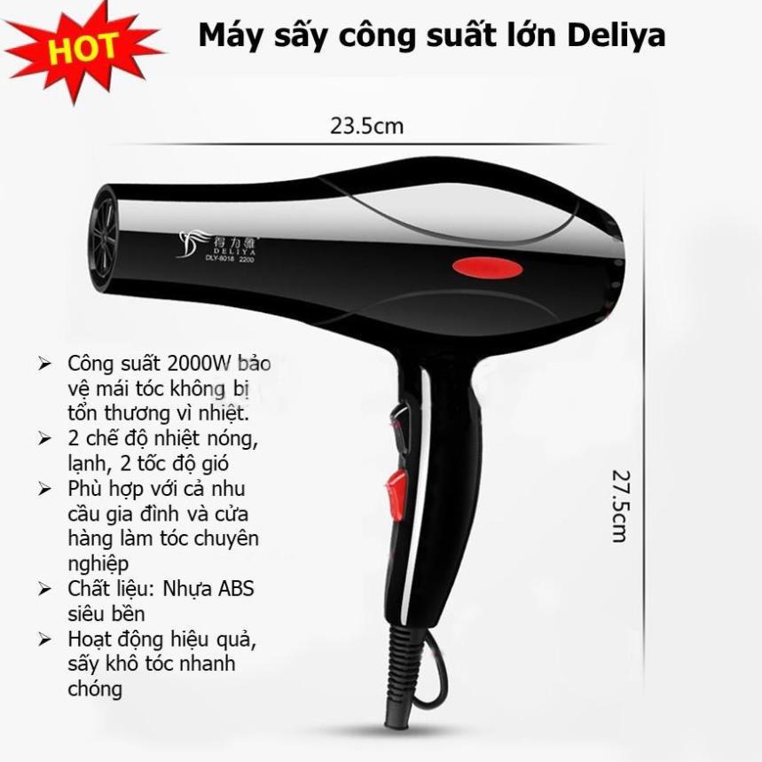 Máy sấy tóc công suất lớn DELIYA 8018 ( 2000W) 2 chiều nóng lạnh, tặng kèm ngay bộ 5 đầu phụ kiện làm tóc cao cấp