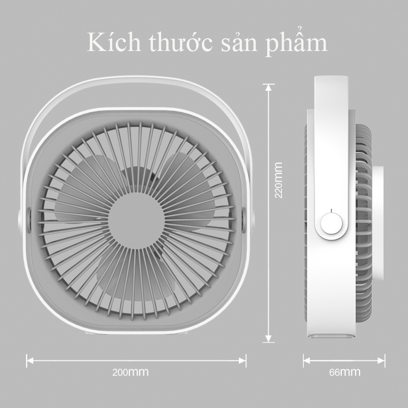 Quạt mini để bàn, quạt tích điện usb CTFAST M102 - Quạt cầm tay 3 tốc độ, điều chỉnh hướng gió 360 độ, không gây ồn, pin sạc dung lượng cao - hàng chính hãng