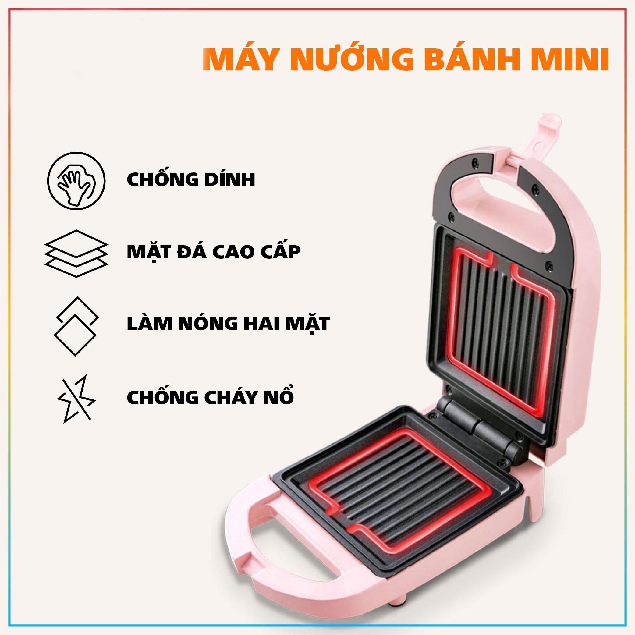 Máy kẹp nướng bánh mì, humberger, sandwich, rán trứng mini đa năng