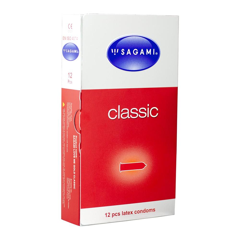 Bao cao su Sagami Classic - Mỏng - Kiểu truyền thống - Hộp 12 chiếc - Nhiều gel bôi trơn