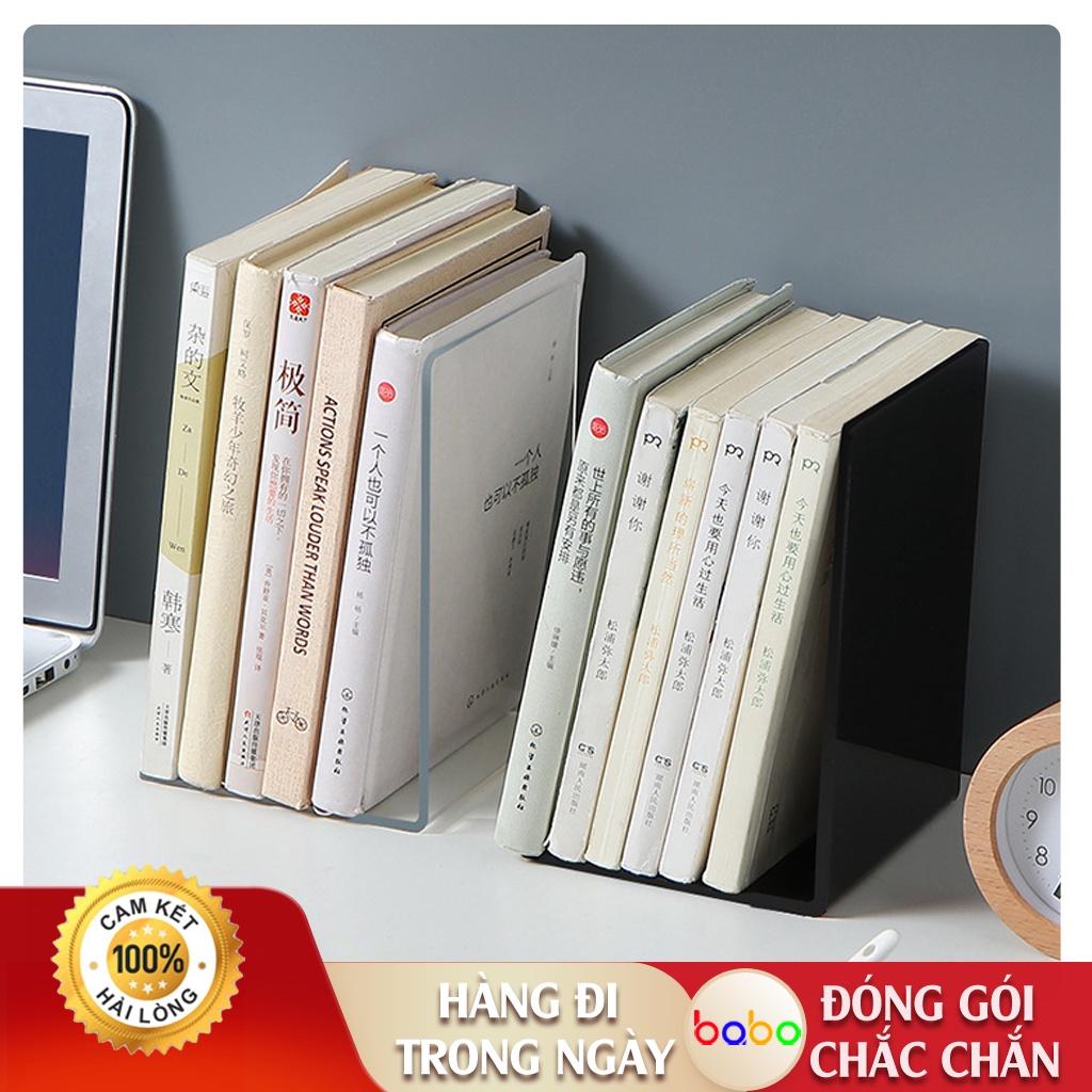 Giá sách sáng tạo để bàn trong suốt hình chữ L giá lưu trữ trưng bày sách kiểu đơn giản nhựa acrylic (TL23)