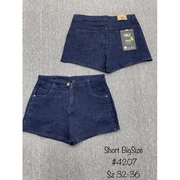Quần short jeans nữ BigSize màu xanh đậm, co dãn mạnh, lưng cao