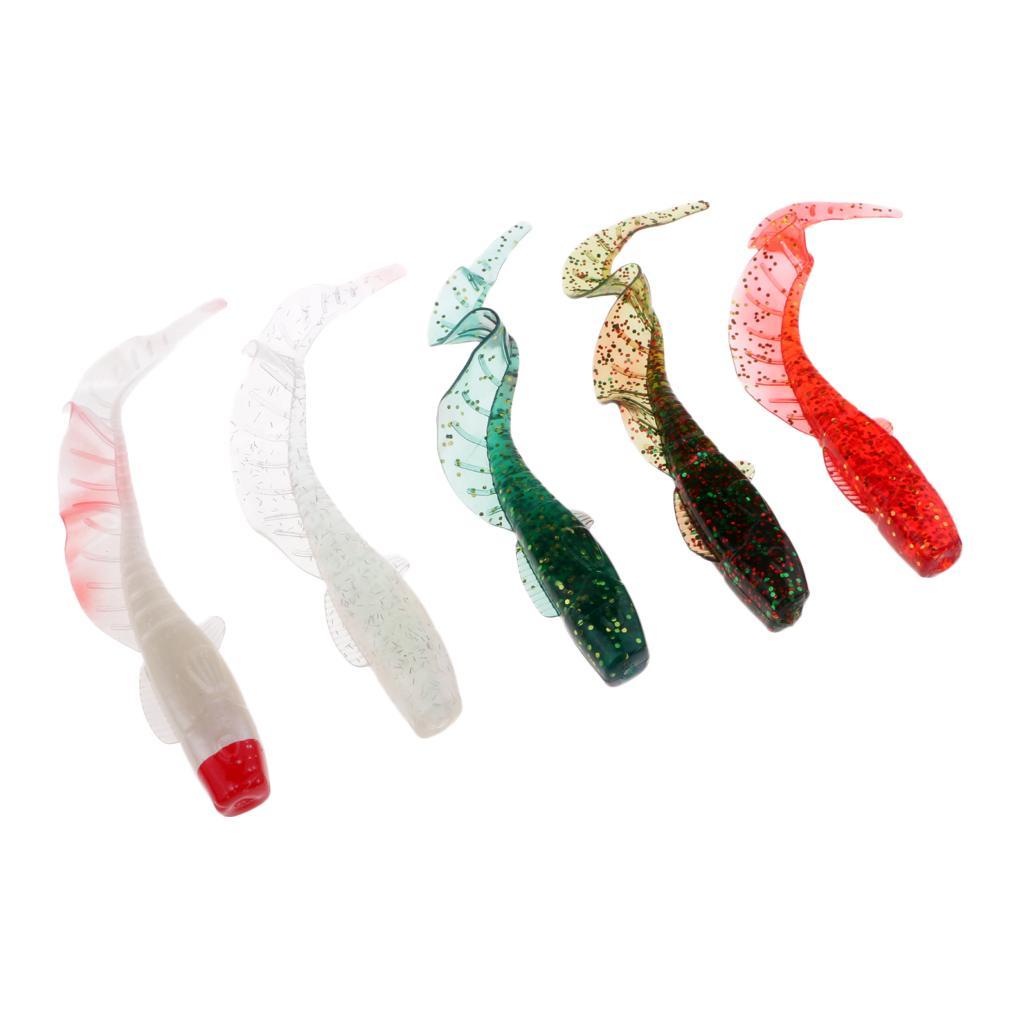 5pcs Luminous Fishing Lure Artificial Soft Worm Fishing Bait Tackle with Vivid