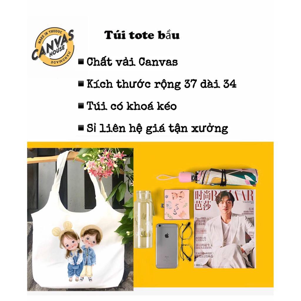 TÚI TOTE BẦU VẢI CANVAS ĐEO VAI CẶP ĐÔI ĐÁNG YÊU