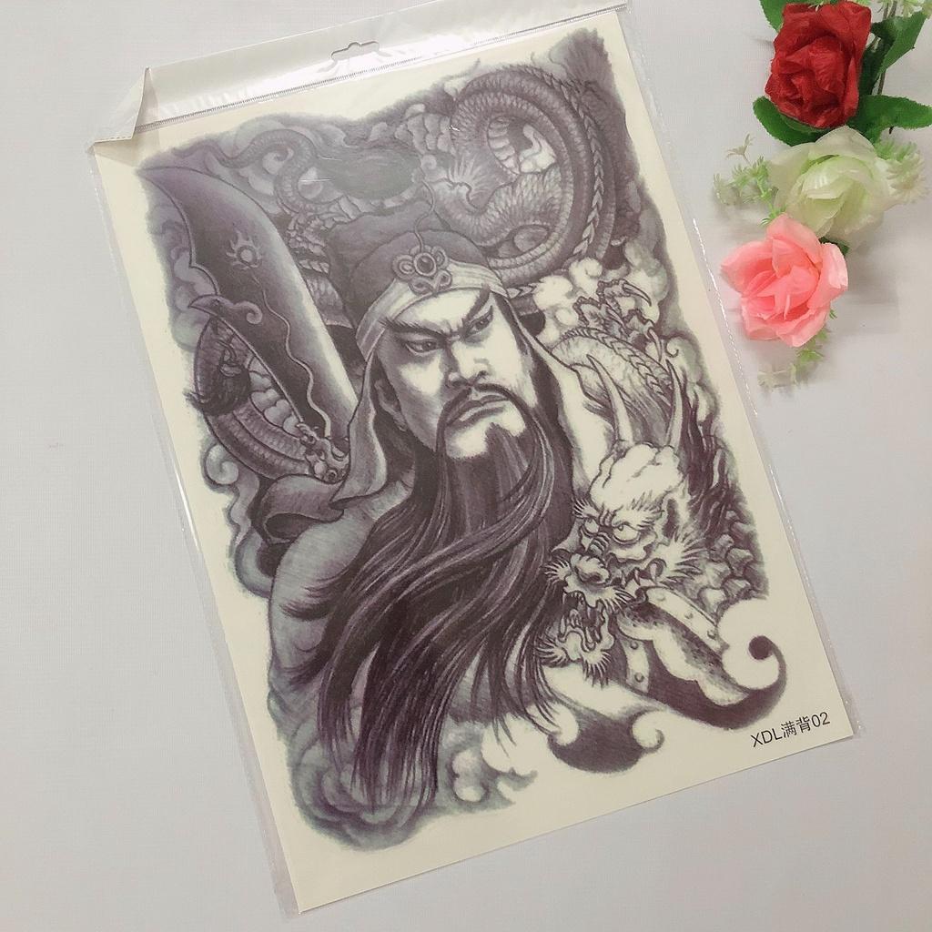 Hình xăm dán kín lưng cao cấp đen 34x48cm.