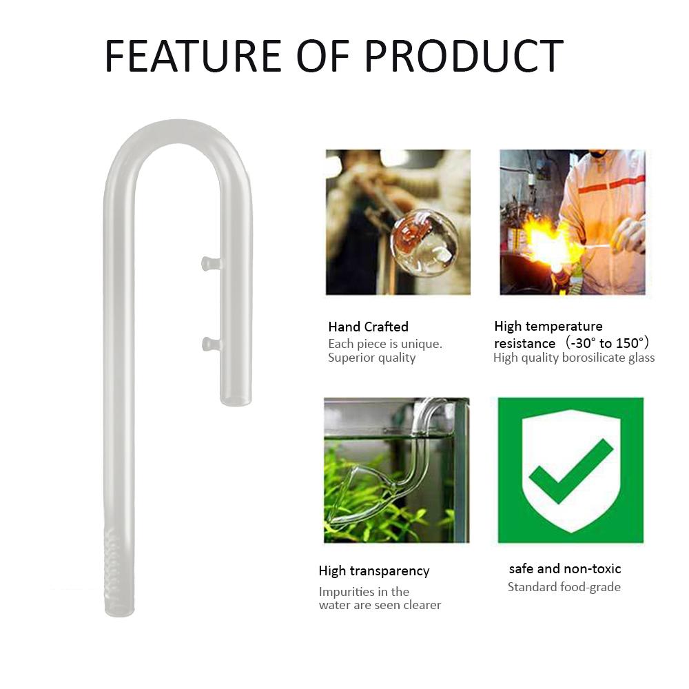 Ống nối cho Bộ lọc bể cá bằng thủy tinh borosilicat độ trong suốt cao Hình chữ U Đường kính bên ngoài 17MM