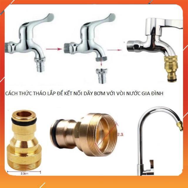 Vòi Xịt️Evoucher Bộ dây vòi xịt nước rửa xe, tưới cây , tăng áp 3 lần, loại 15m 206622-5 cút sập,nối vàng+ đai